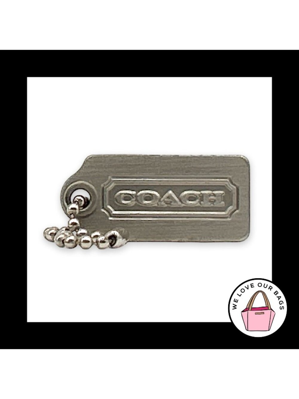 VINTAGE Y2K COACH 1.25" Brushed Silver Nickel Metal Bag Charm Keychain Hang Tag